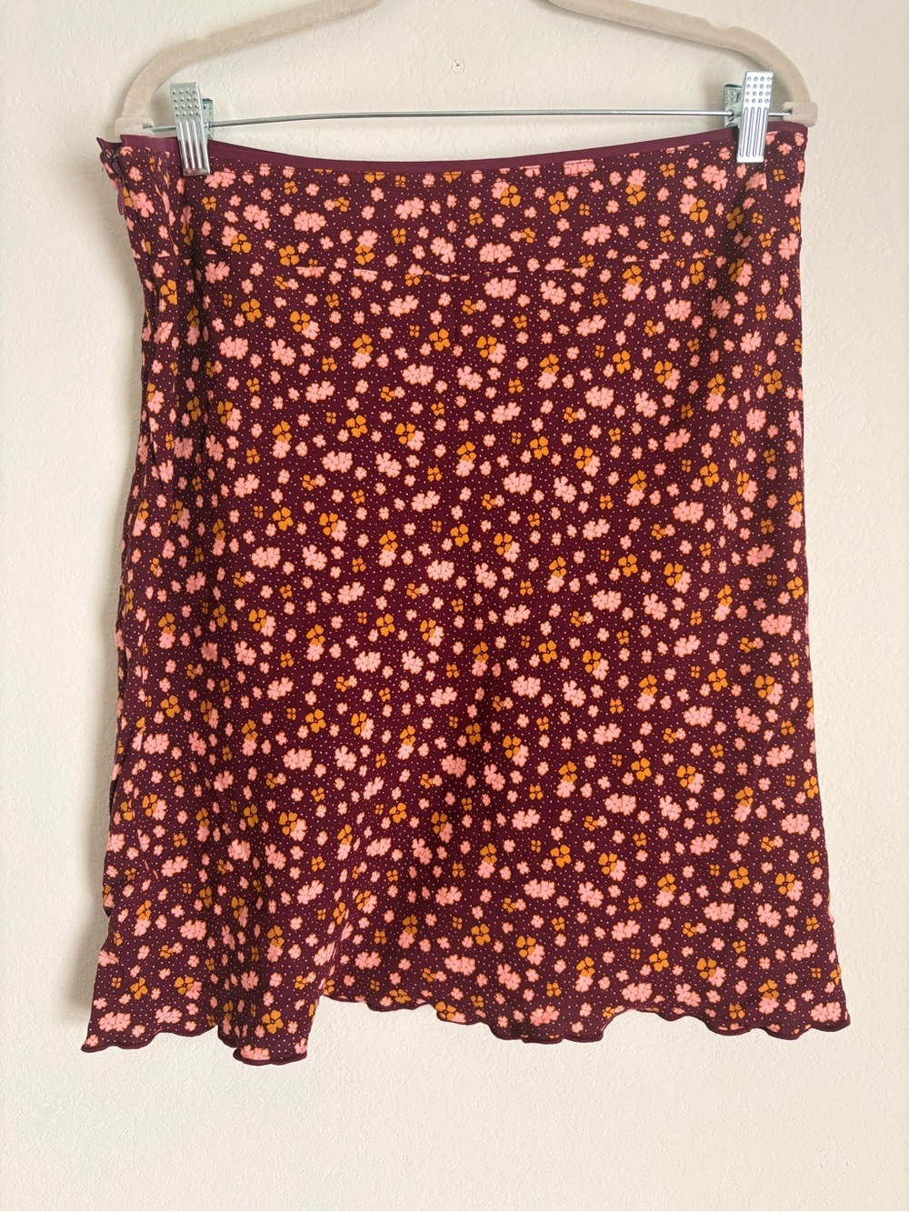 Free People Women's Floral Midi Skirt - Burgundy Pink size 12 - Picture 9 of 11
